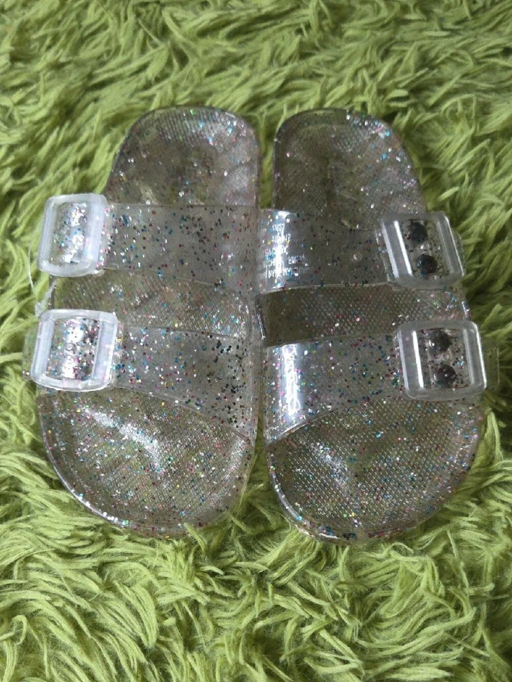 The Children's Place Clear Glitter Slide Sandals - Multicolor‎ Sparkle